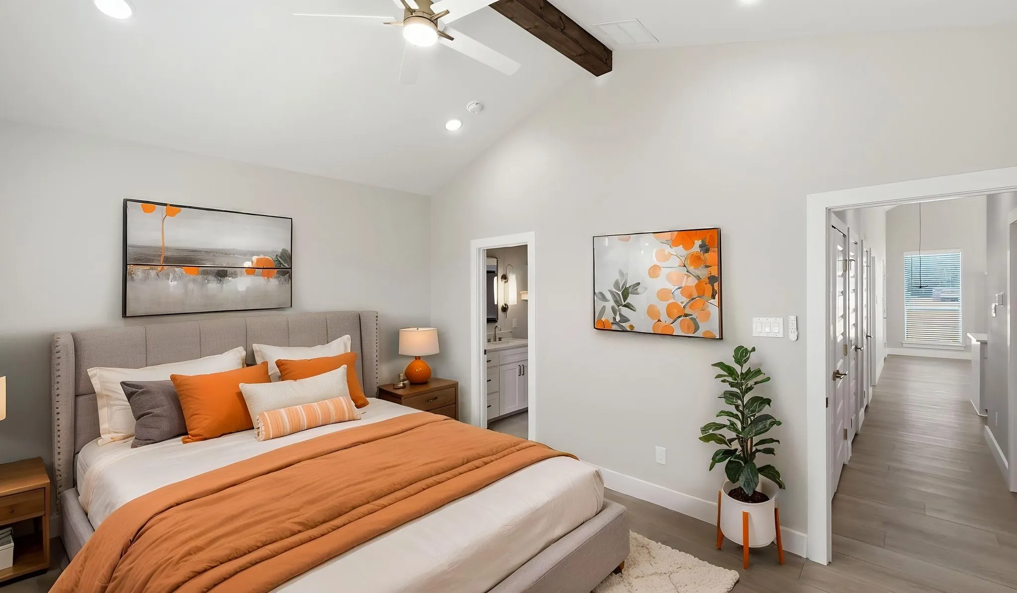 Primary bedroom that is virtually staged.