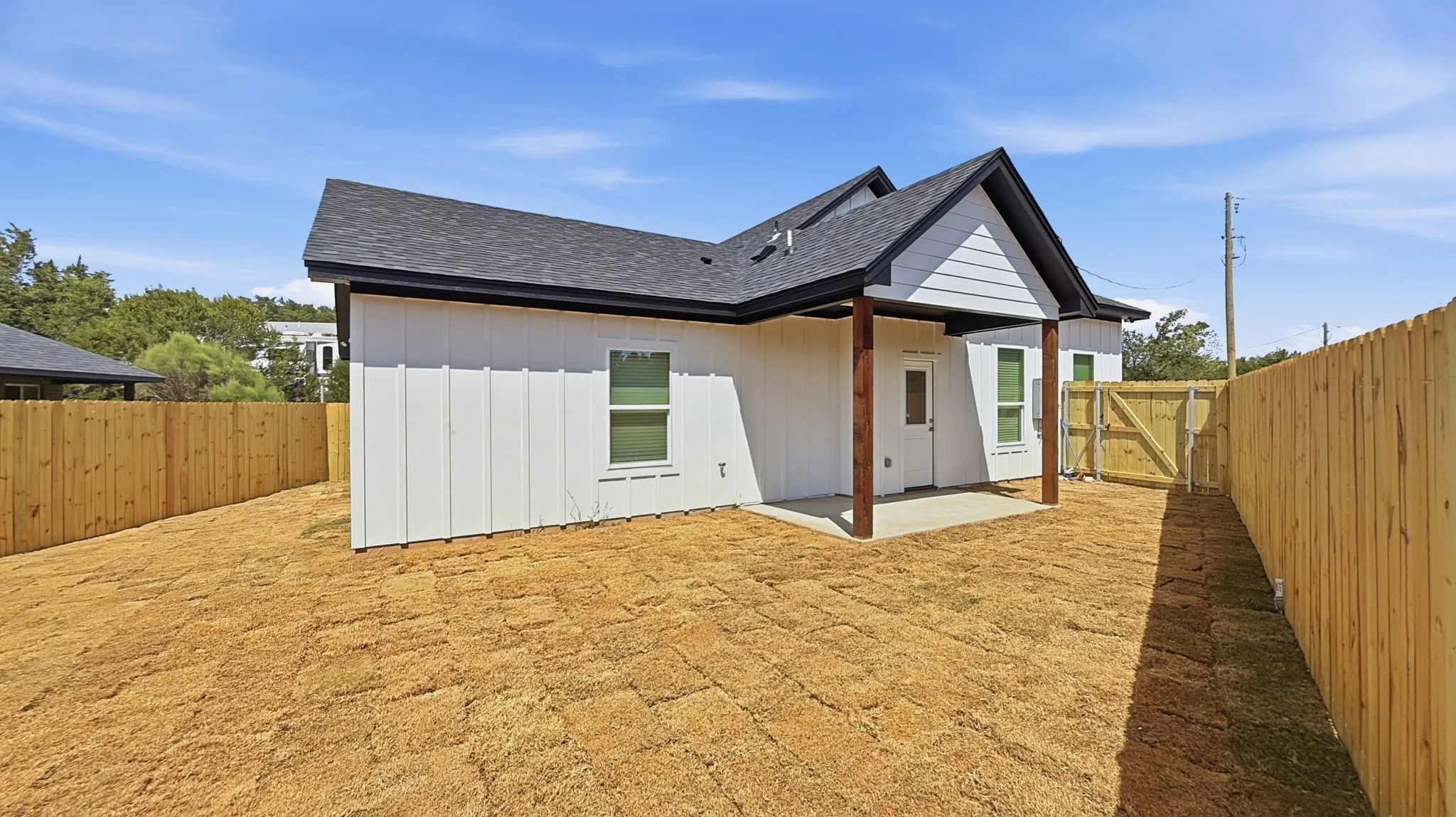 Full back view of the new home.