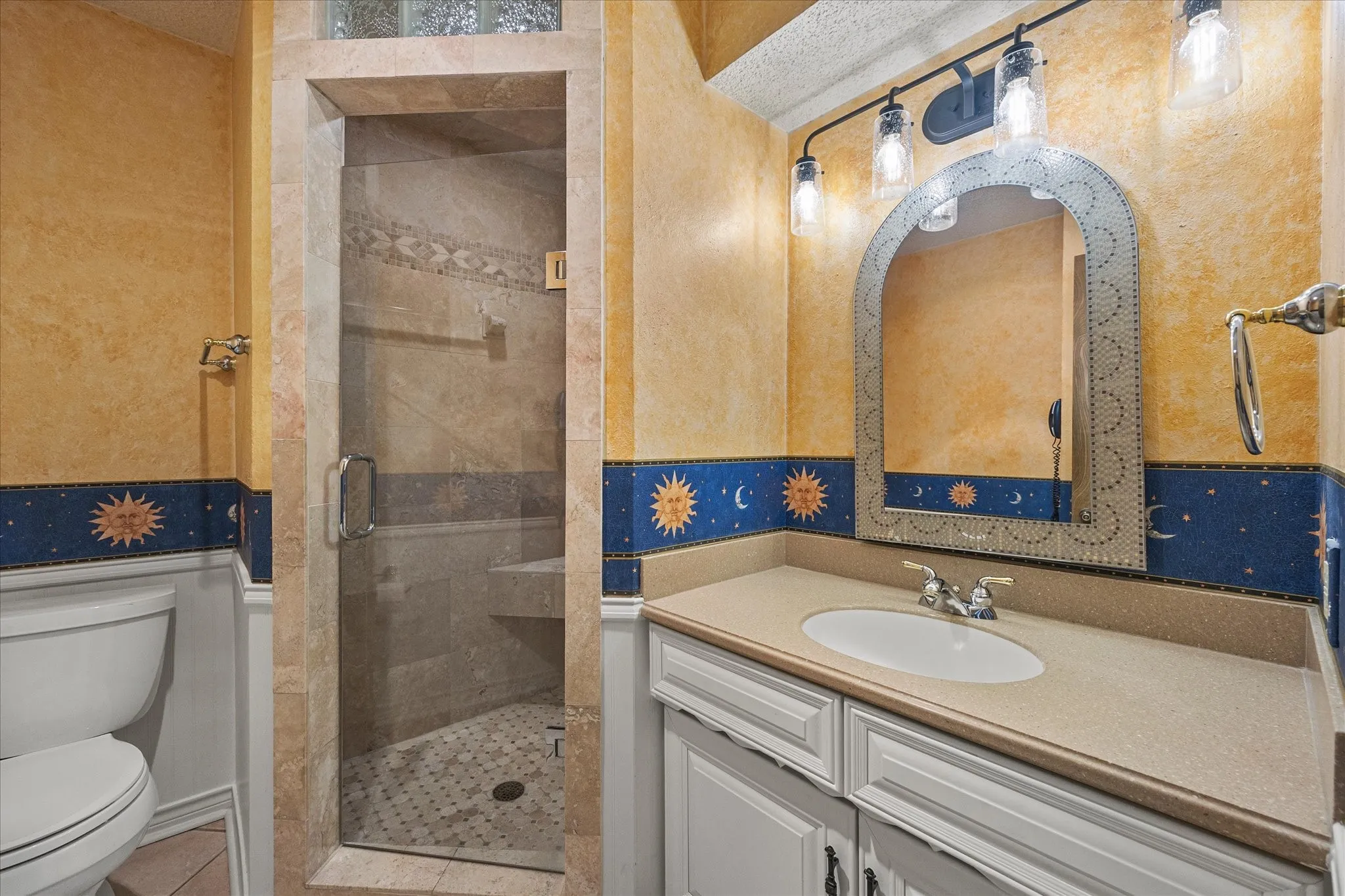 Bathroom located near the bedroom or game room area.