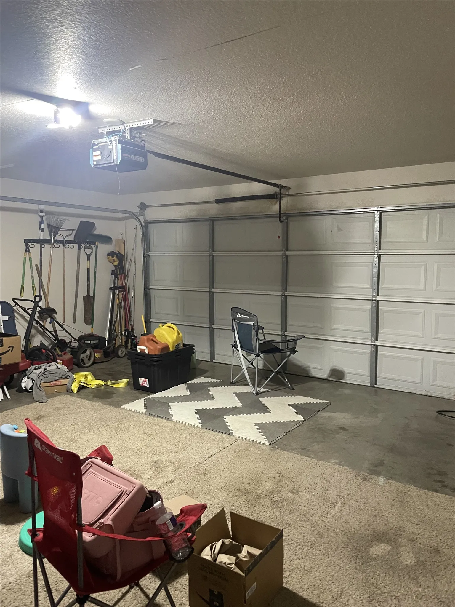large 2 car garage.