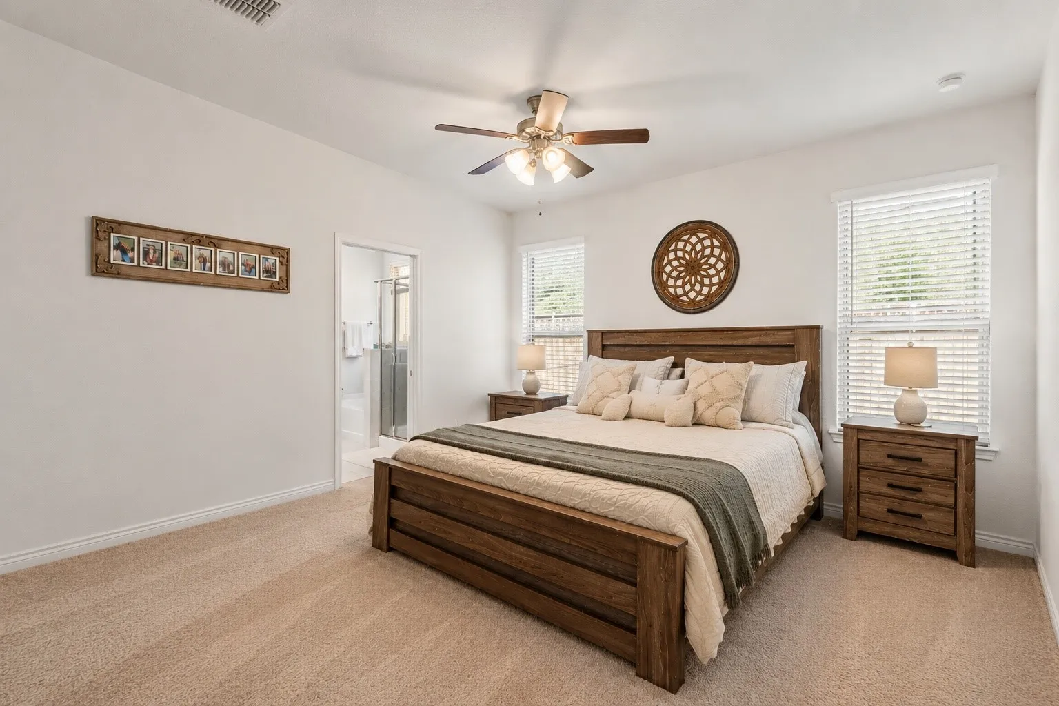 Owners suite complete with walk-in closet and bath.