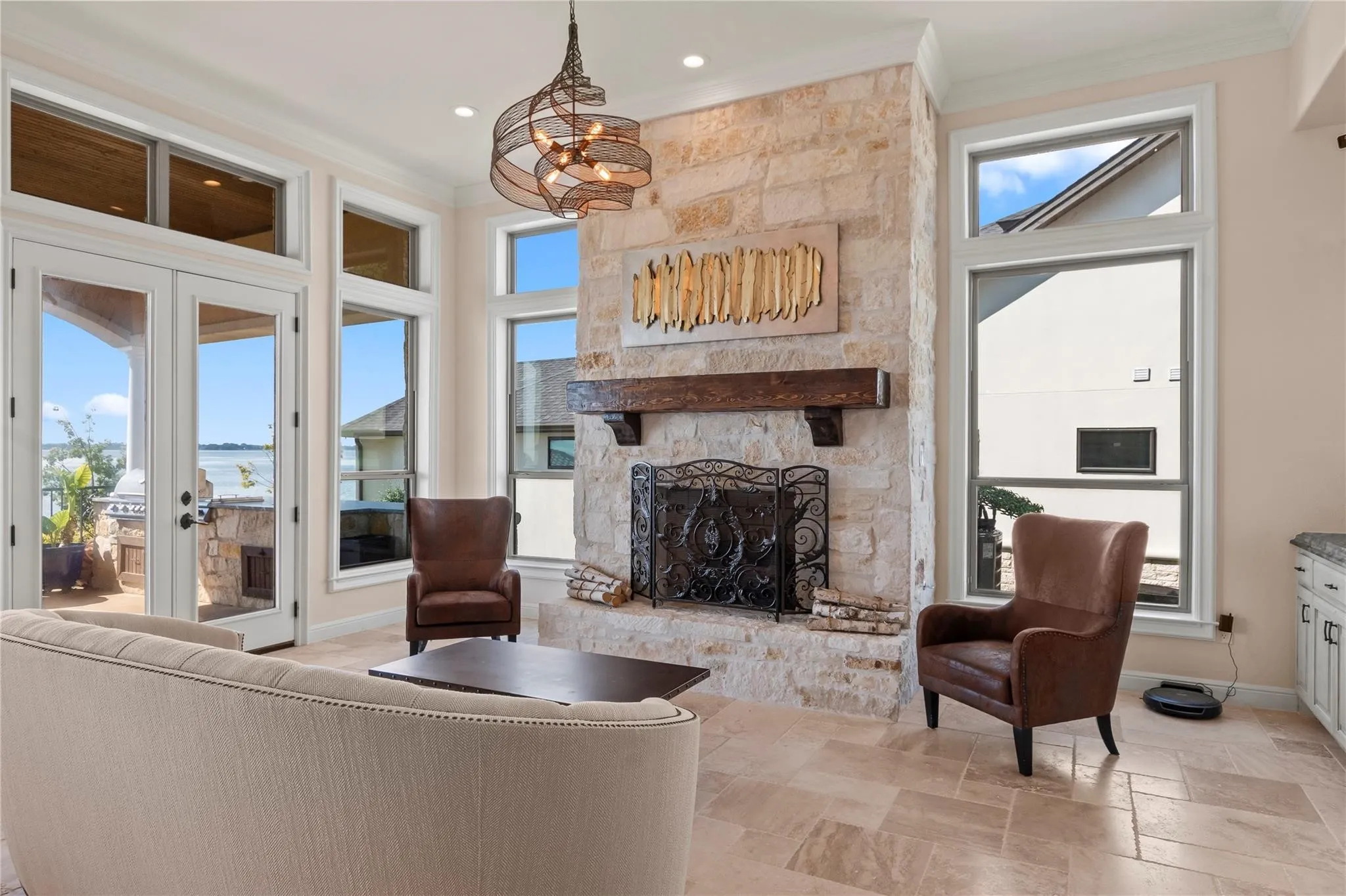 Second living area with fireplace with convenient gas logs.