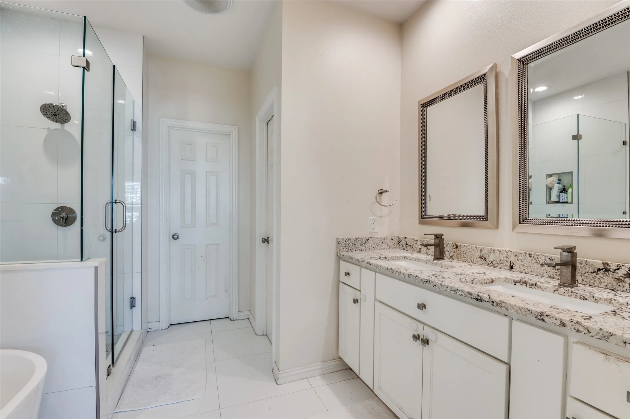 Dual vanity with shower and garden tub