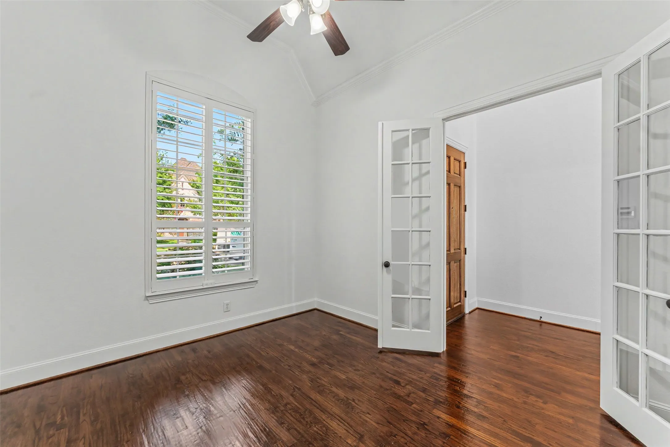 Home office with French doors