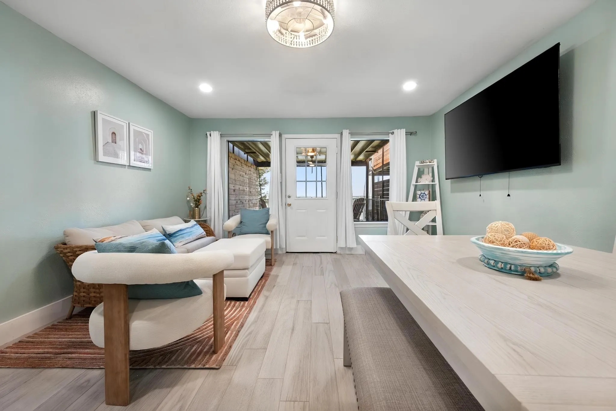 Wood-finish flooring throughout