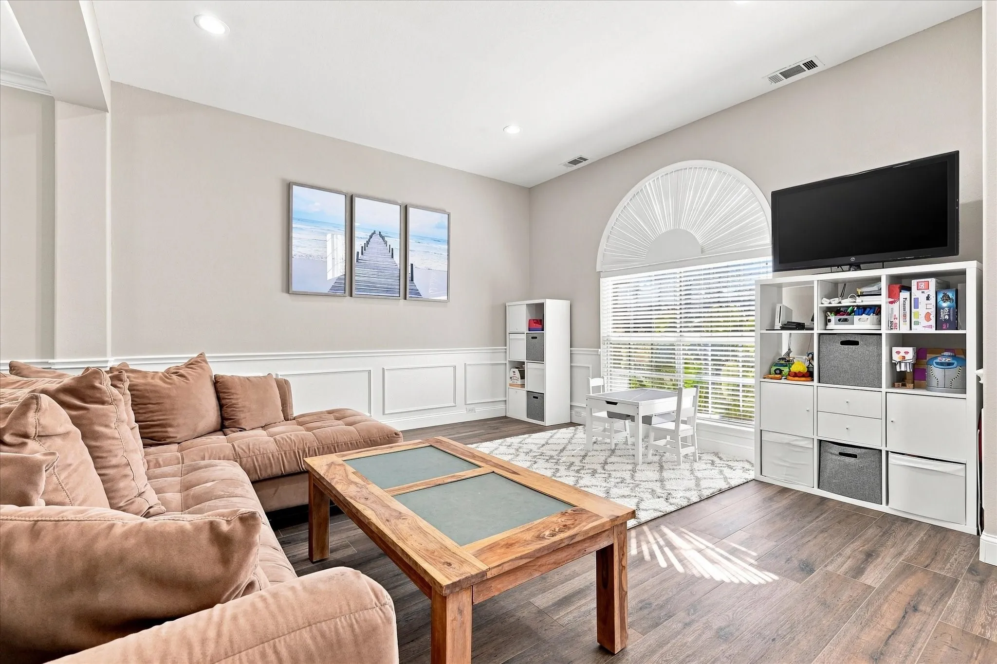 Living area #2 with decorative wainscotting
