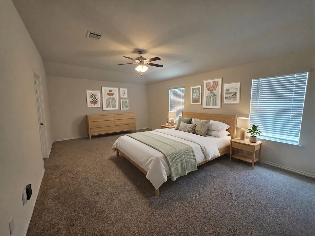 Virtually Staged Master Bedroom