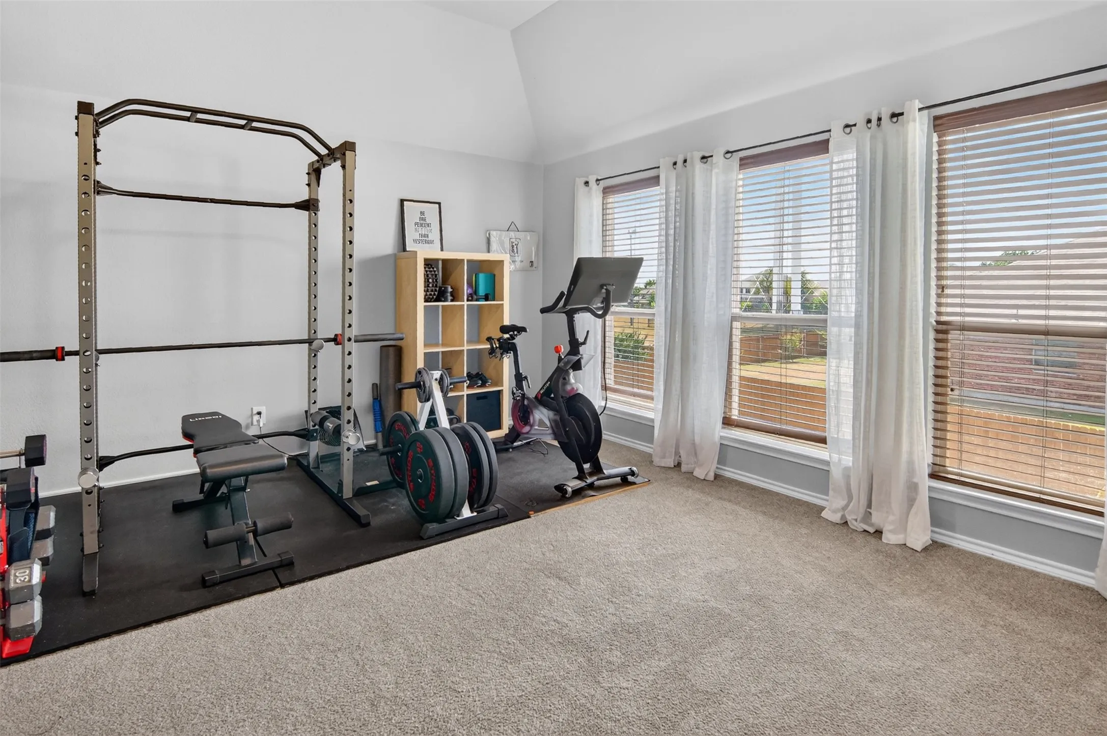 bedroom currently used to stay fit. check out the natural light