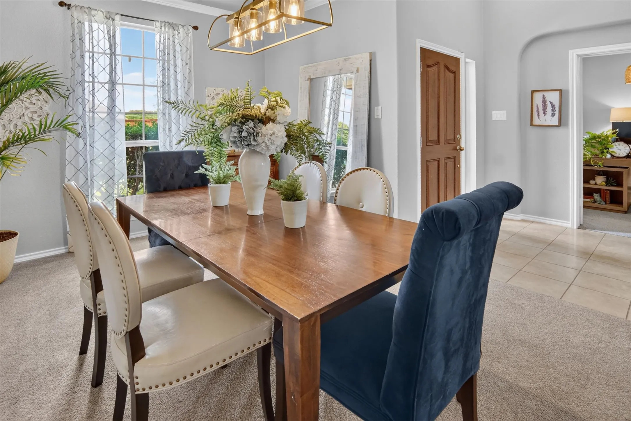 formal dining with view of the office