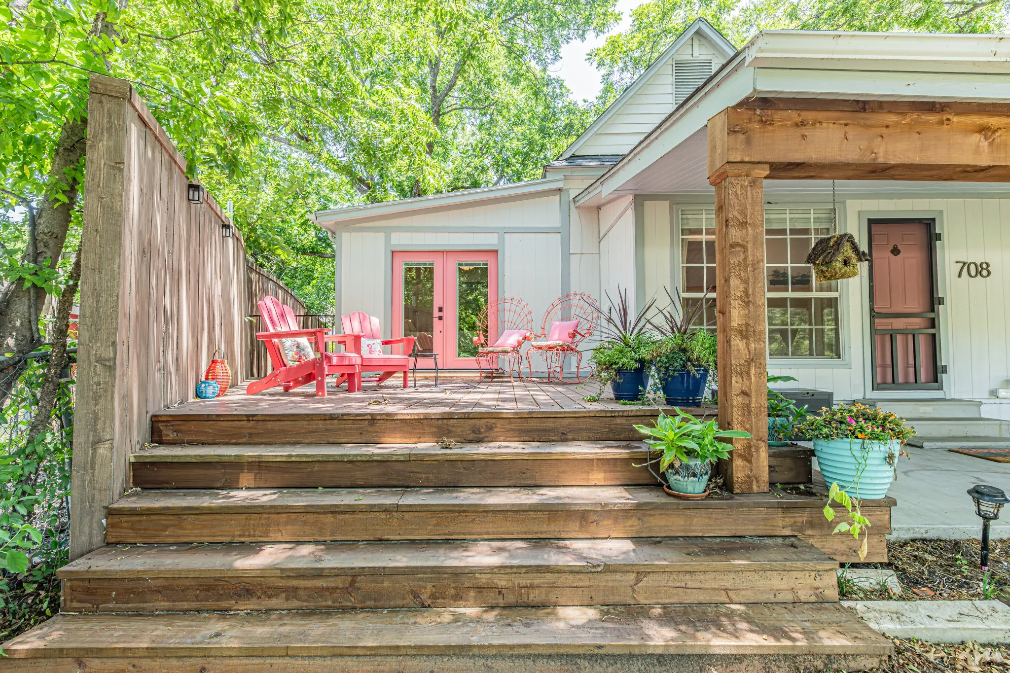 Deck with steps to large yard