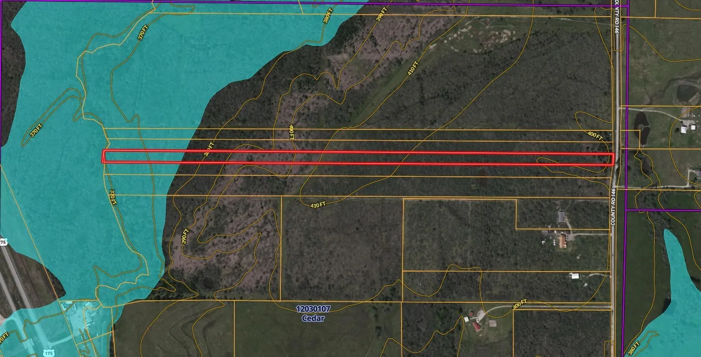 Survey Map. Outlining the property boundaries and elevation contours