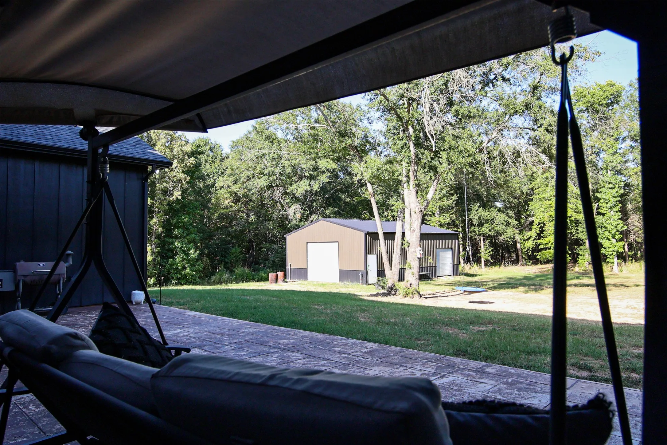 Back patio looking at shop