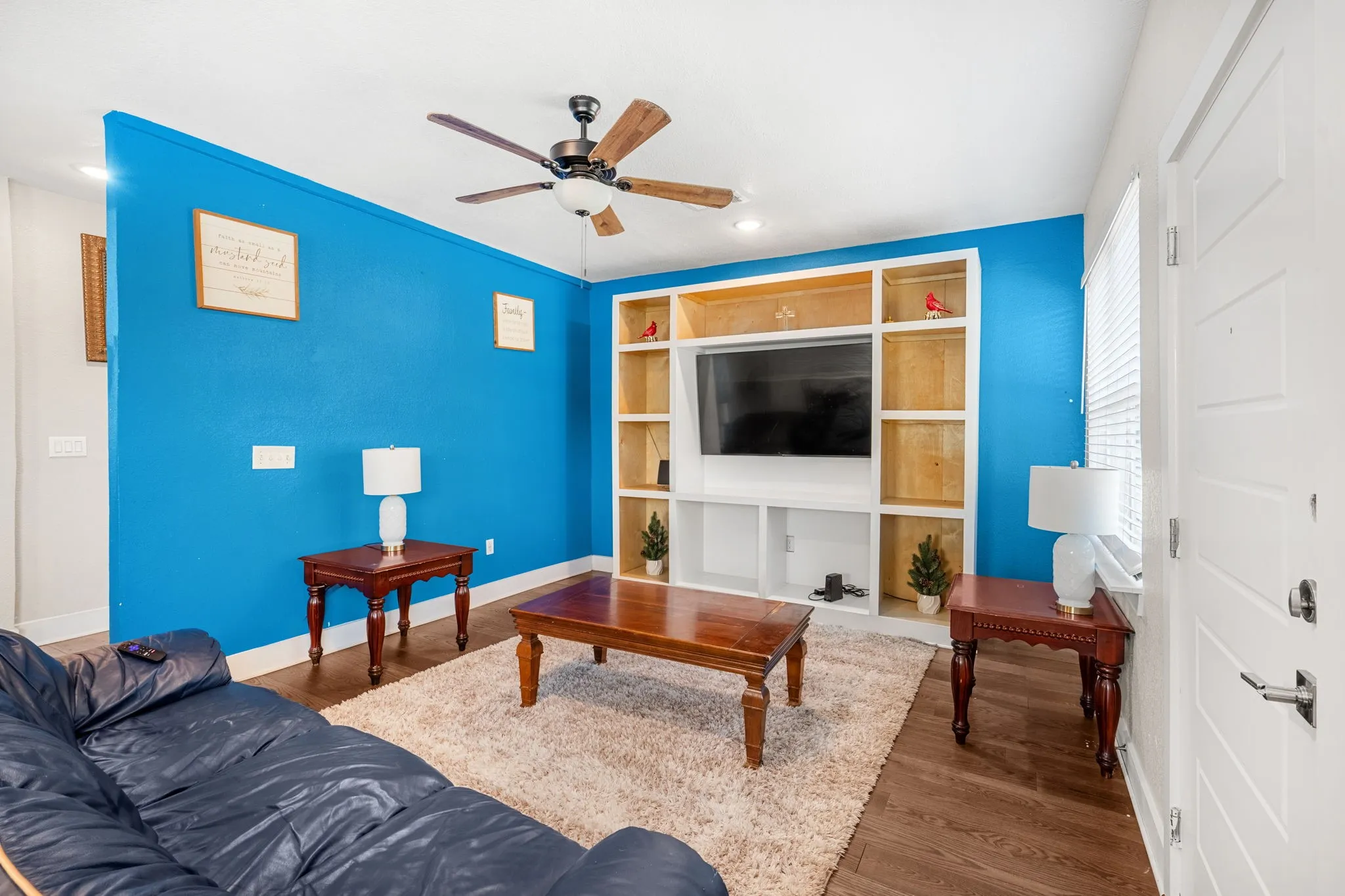 Built-in media center with shelving