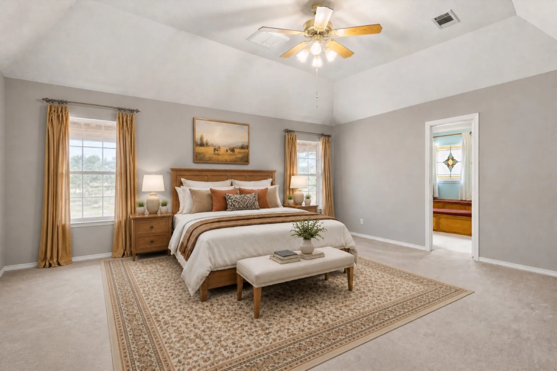 Virtually Staged Primary Bedroom with the Look of New Paint
