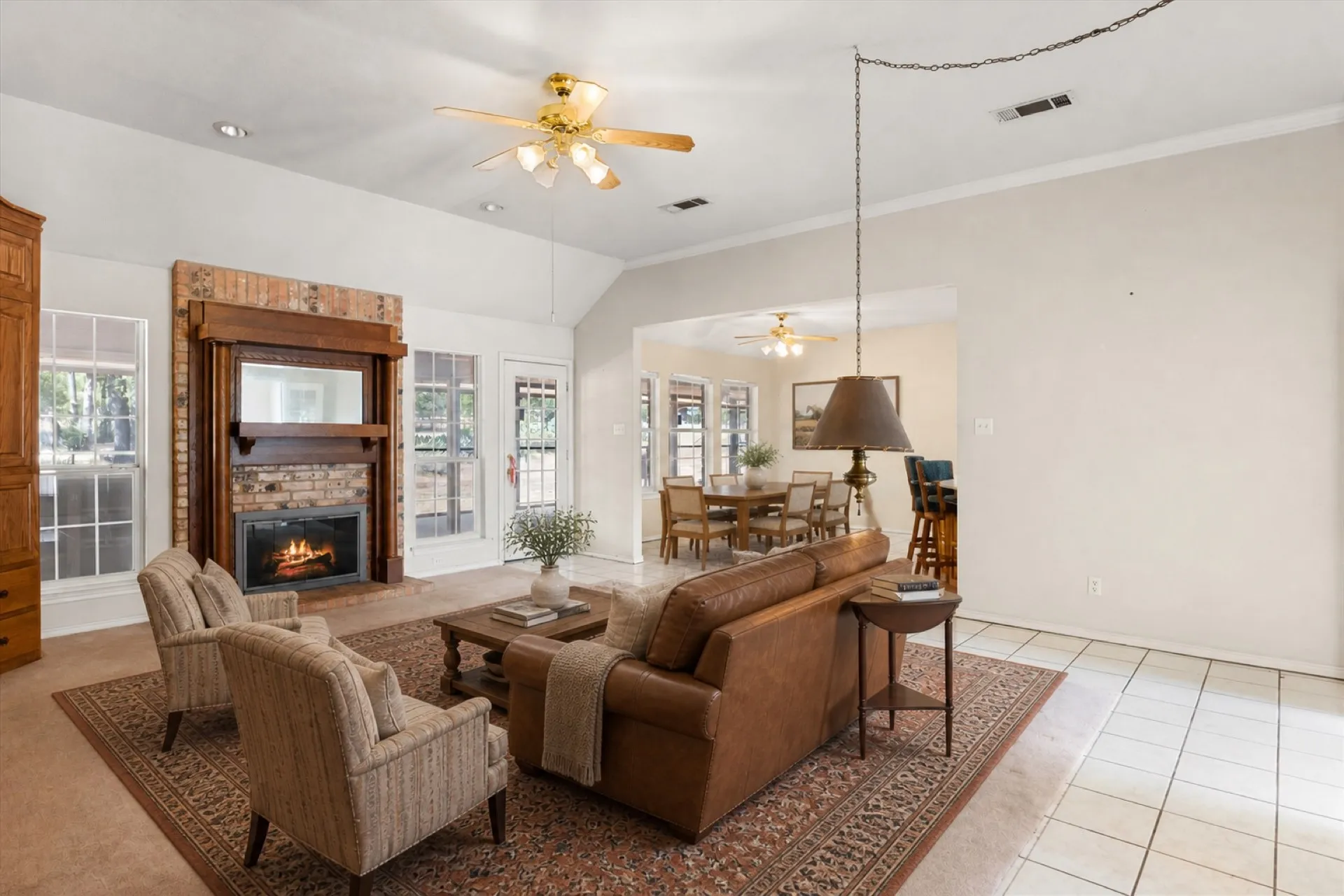 Virtually Staged Living Room and Dining