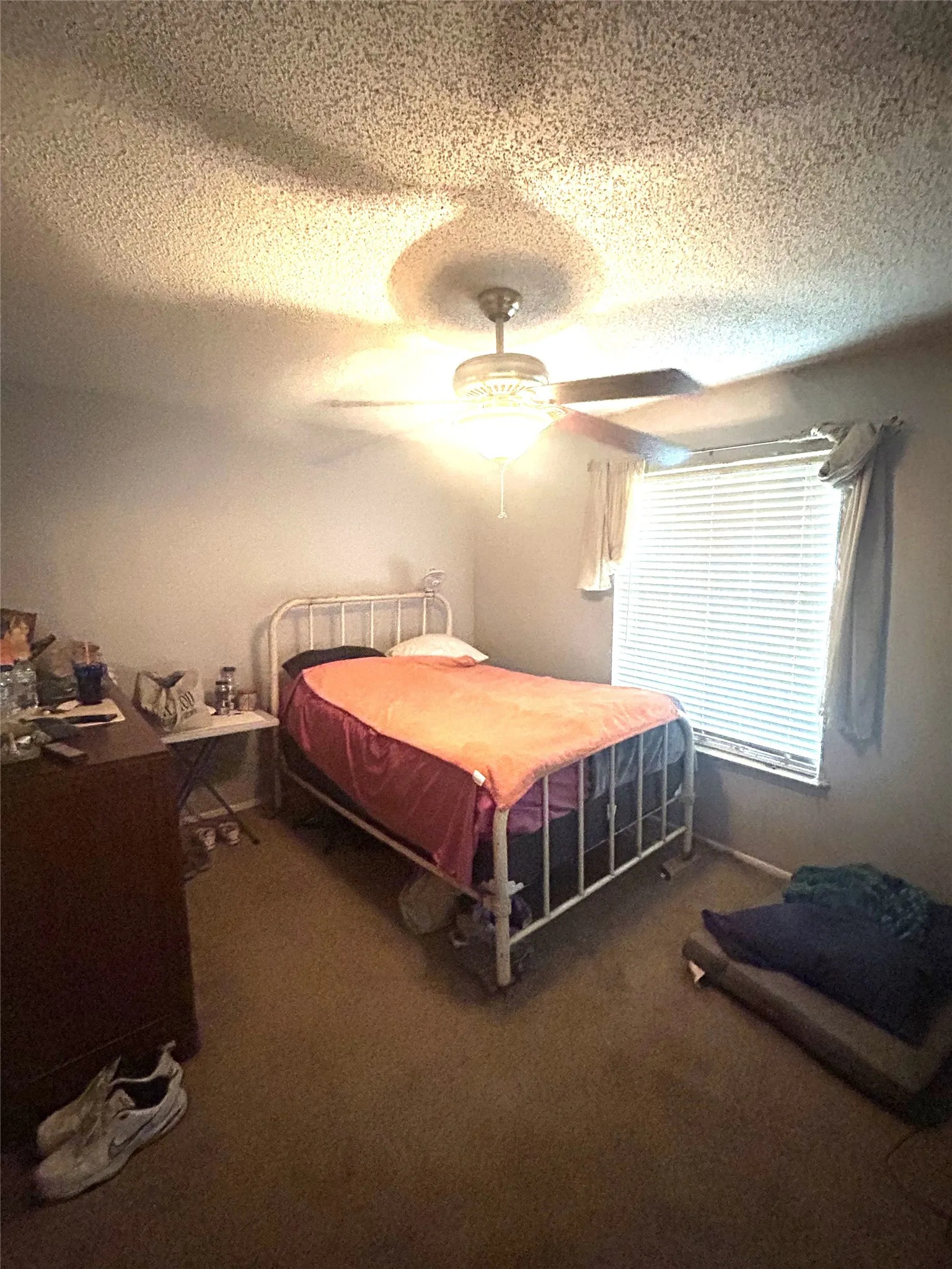 Spare bedroom with ceiling fan