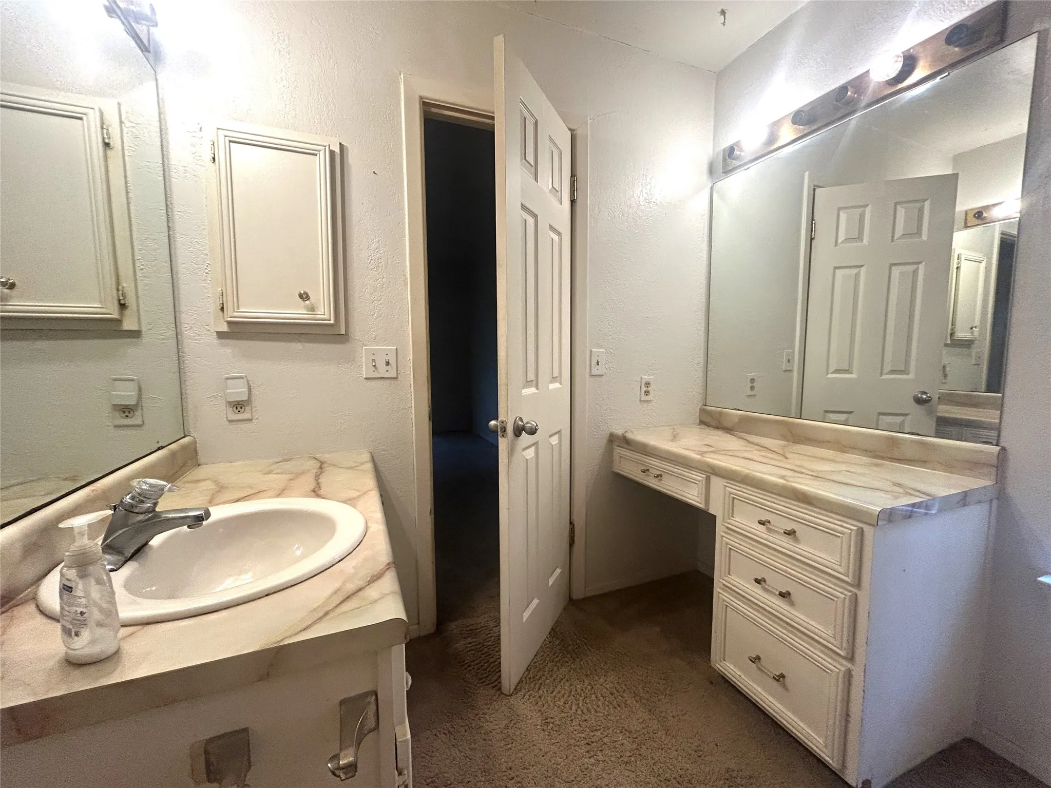 Primary bathroom with extra vanity space