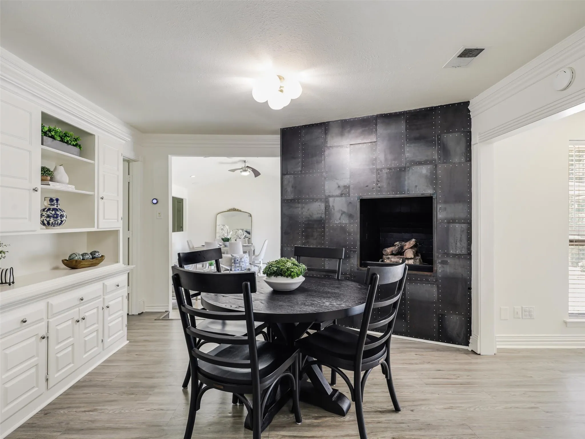 Breakfast Area with Fireplace and Built-ins