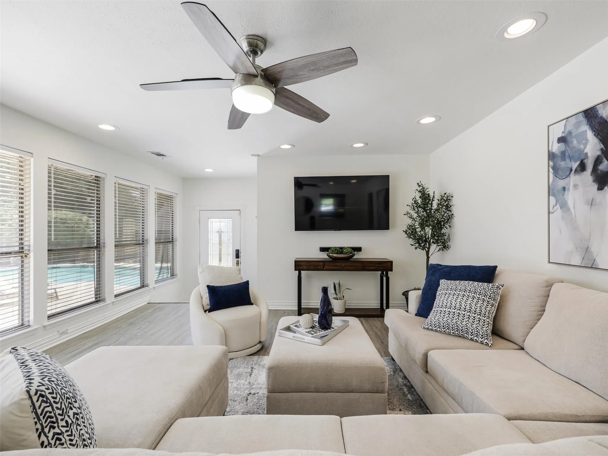 Lots of natural light and view of the pool