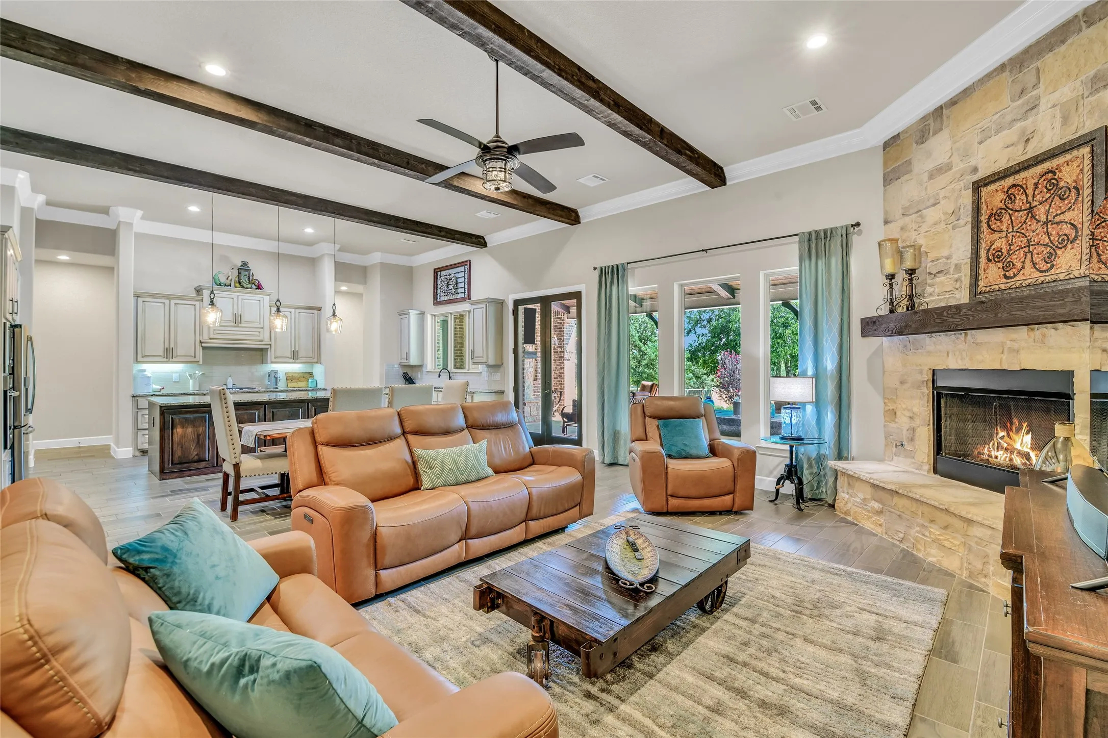 Wooden ceiling beams