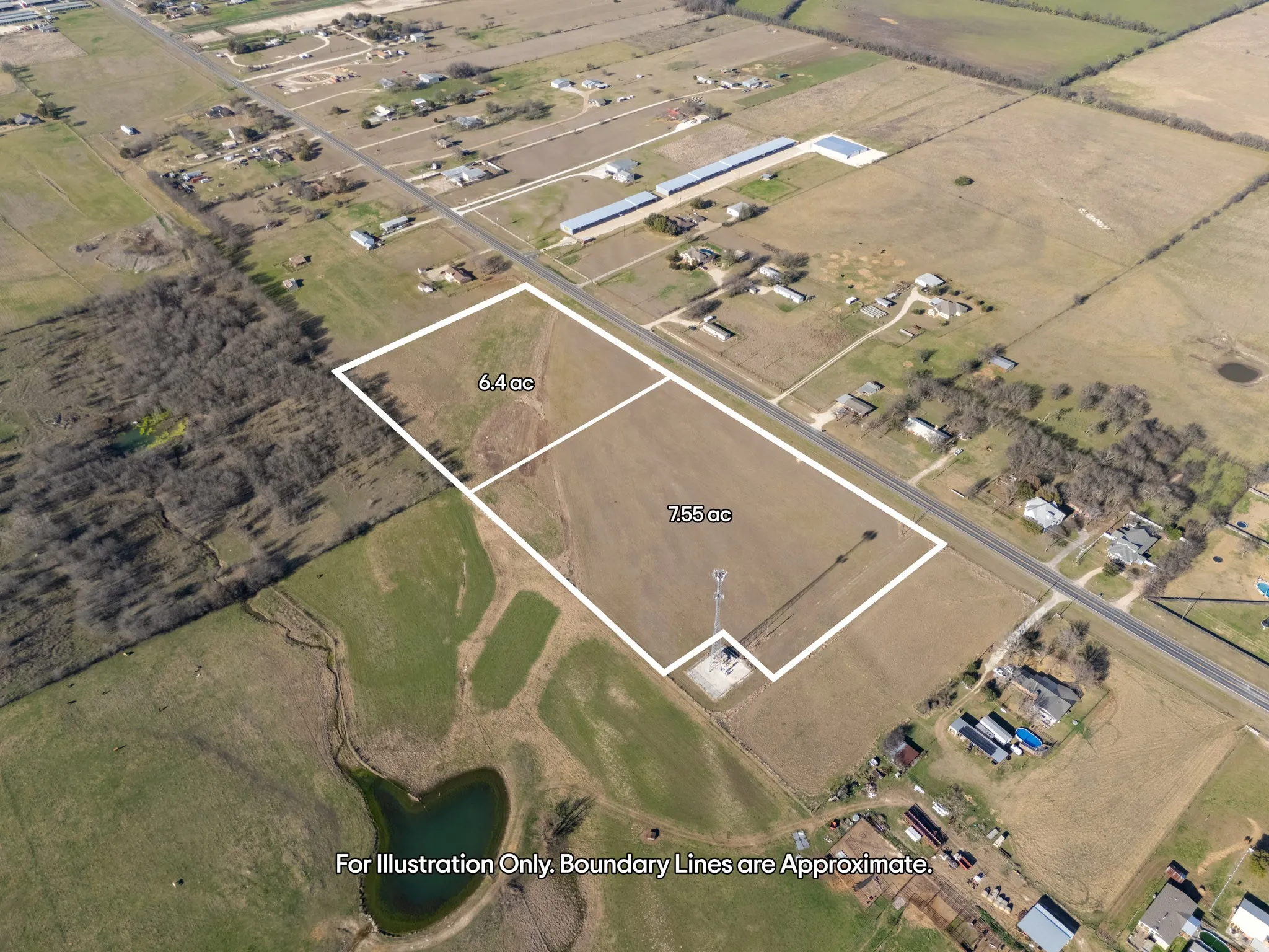 Aerial Boundary Map. Illustrating the property's approximate boundaries and acreage