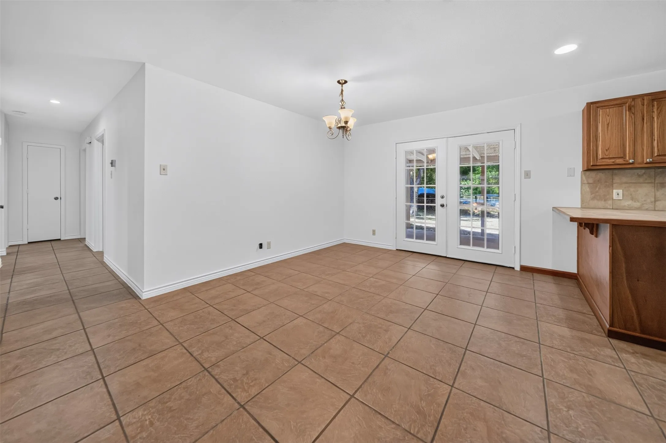 French doors in dining area