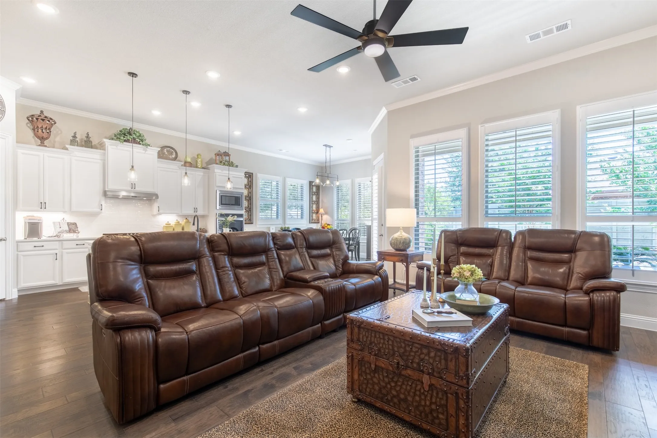 Open floor plan with the family room open to the kitchen and dining room. Great for families and entertaining.