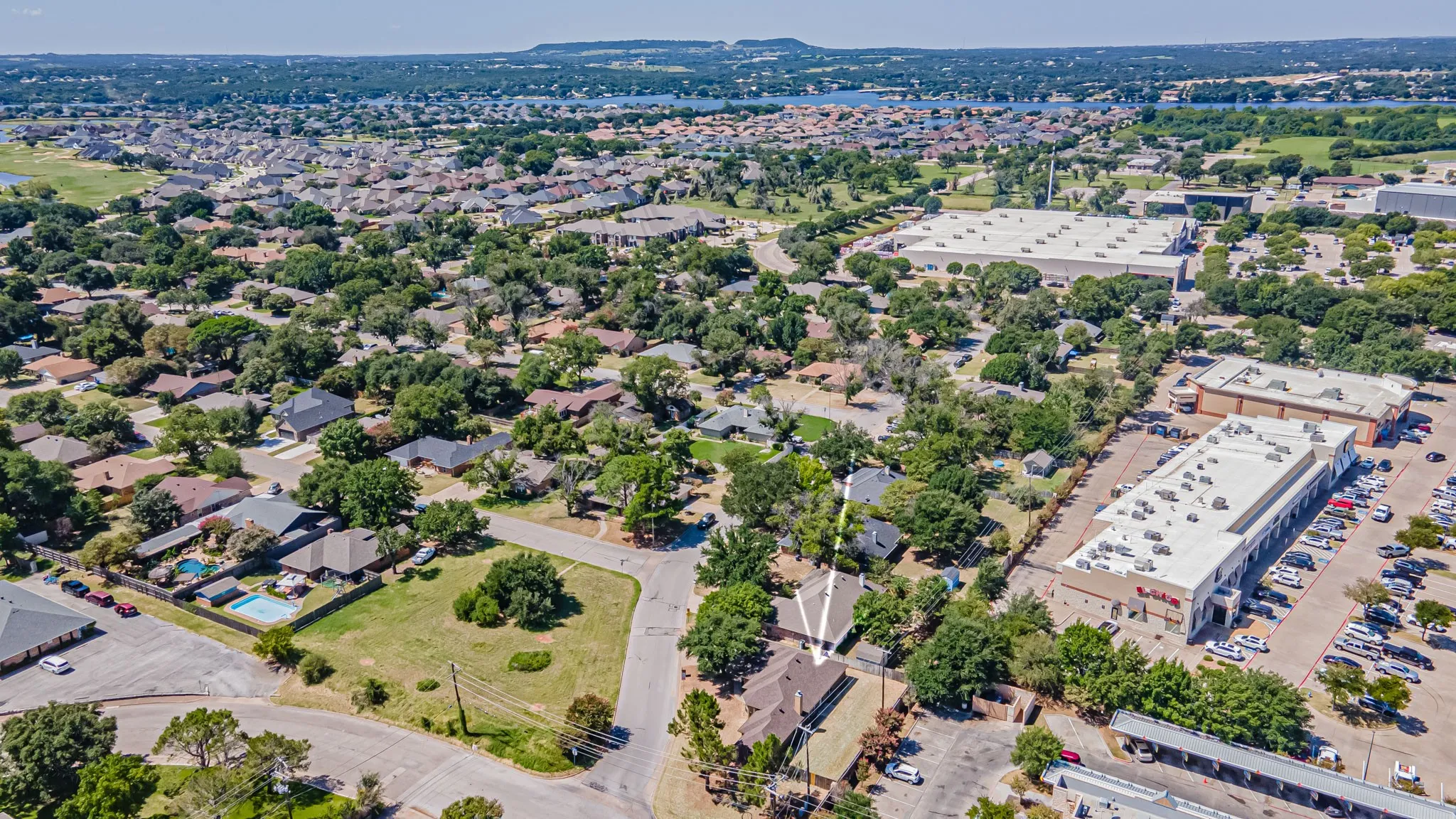 Aerial view of home and surrounding area