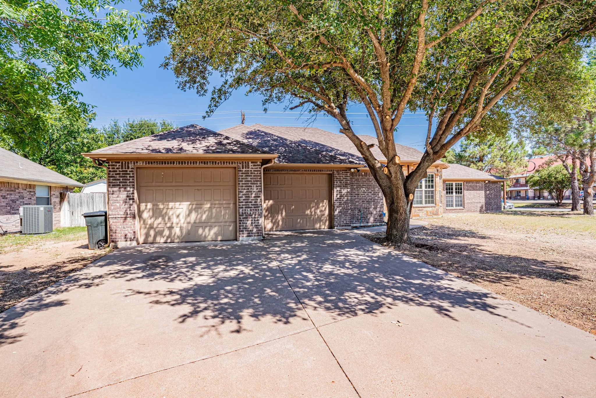 Two car garage with separate doors facing front