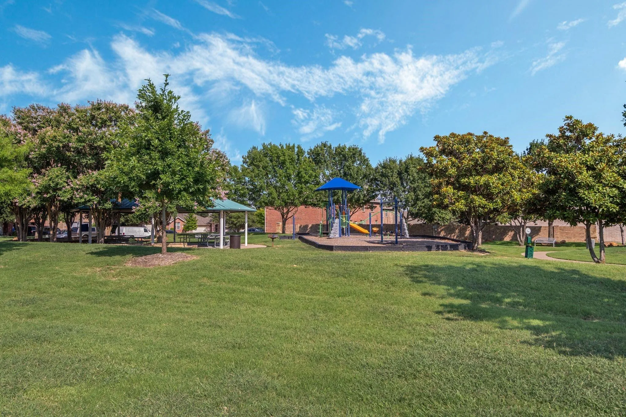View of green lawn featuring a gazebo