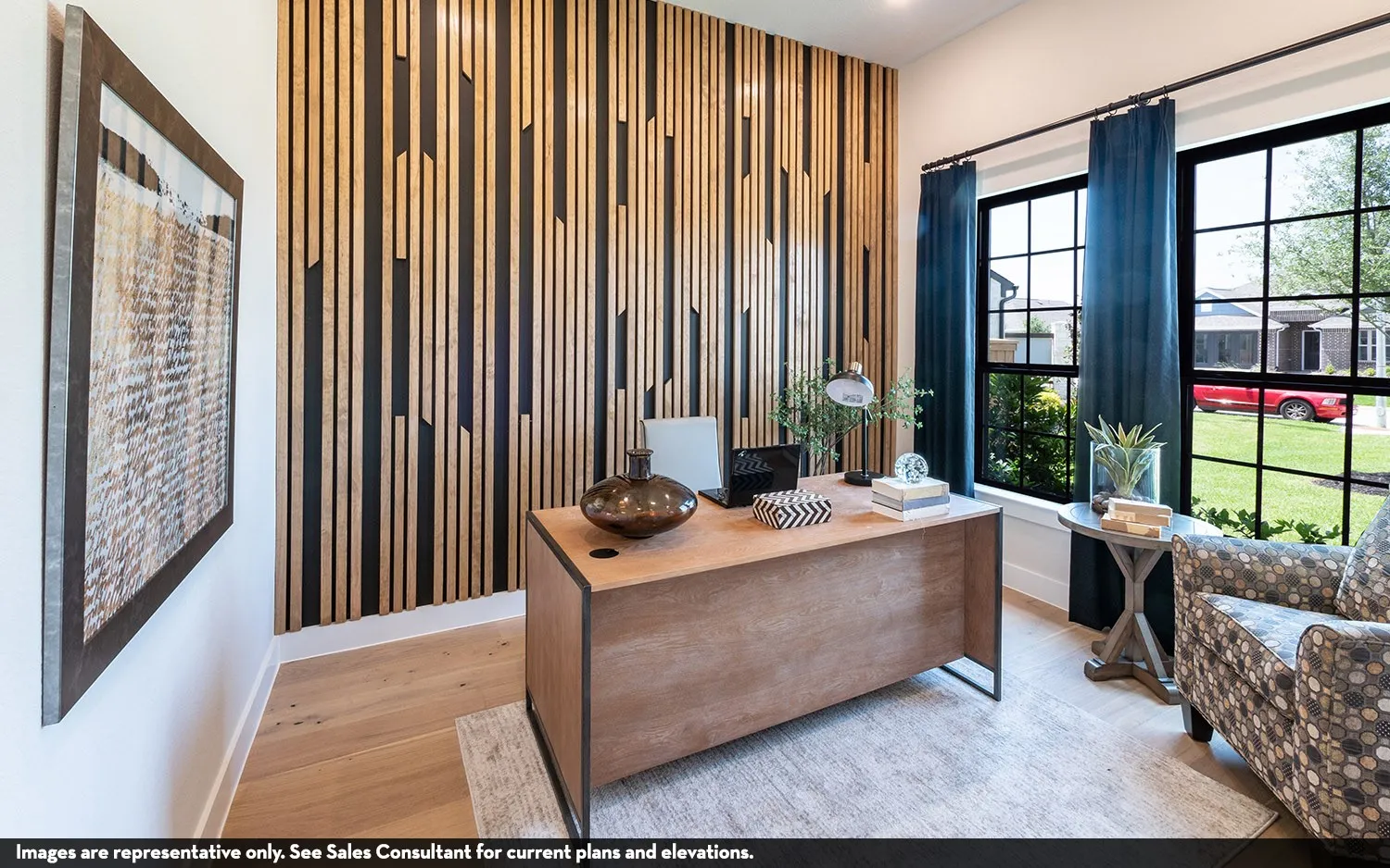 Accent wall with vertical wood paneling
