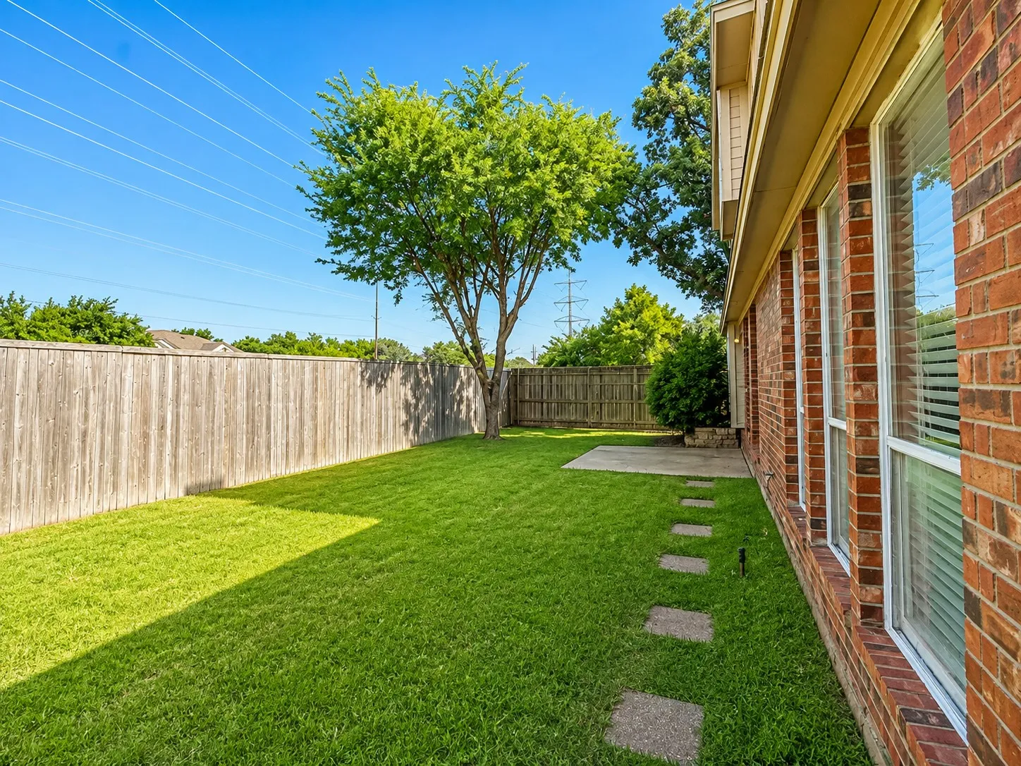 Green lawn with stepping stone pathway