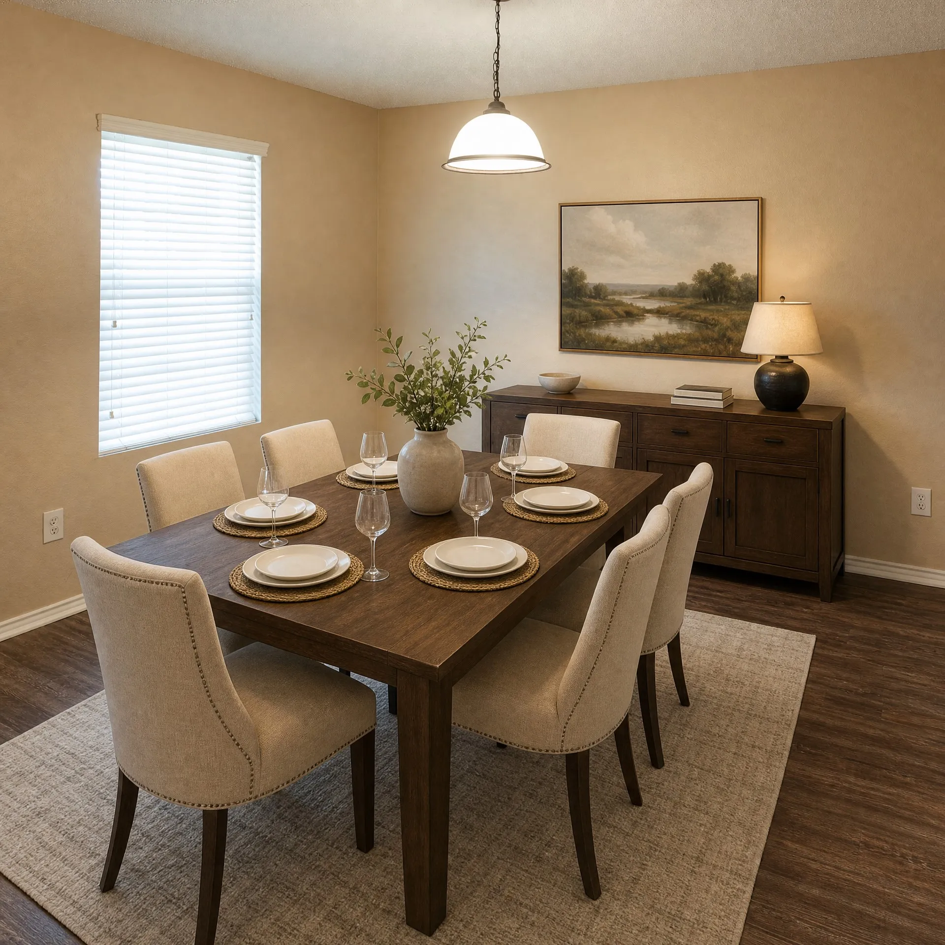 Virtually staged to show dining option