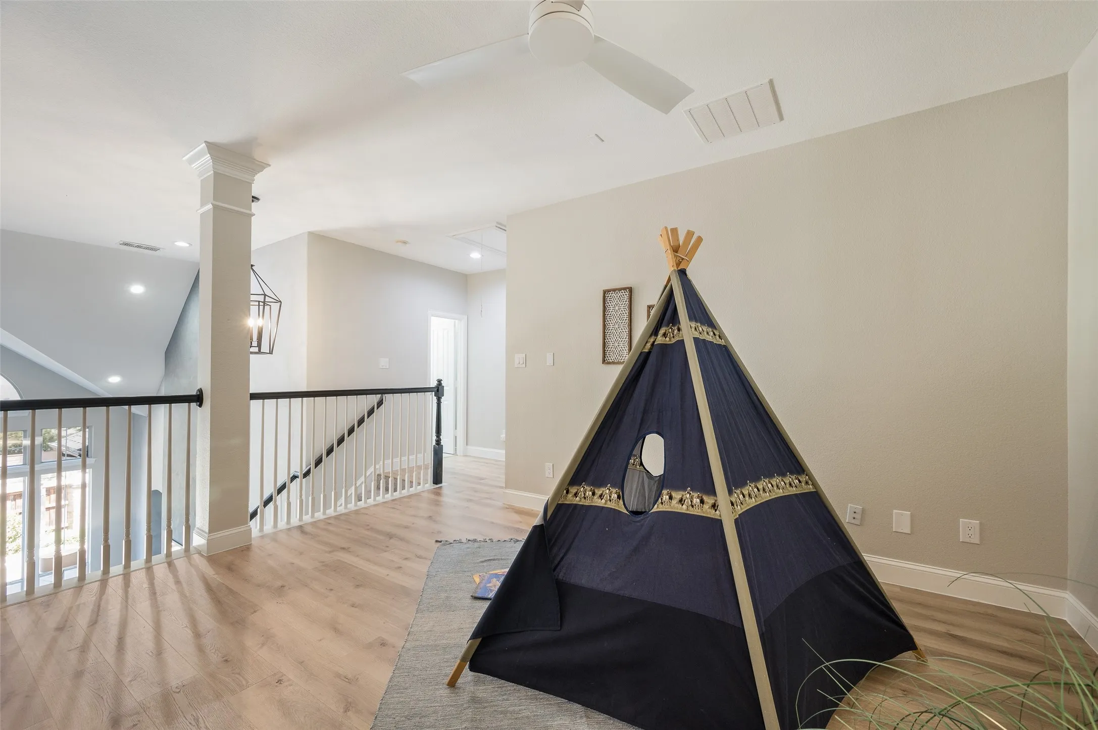 Beautiful flooring continued upstairs.