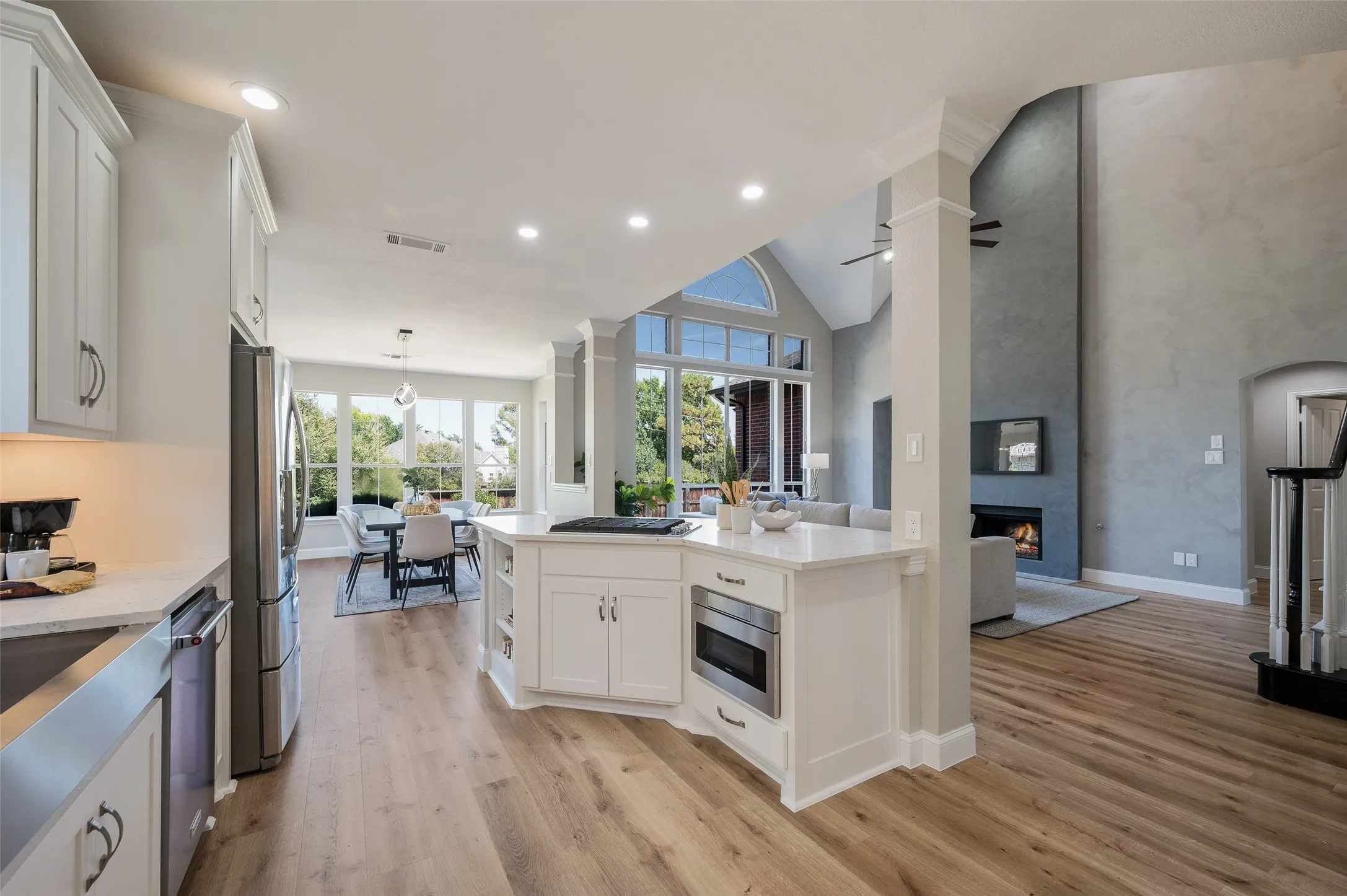 Updated gas cooktop in this bright roomy kitchen.