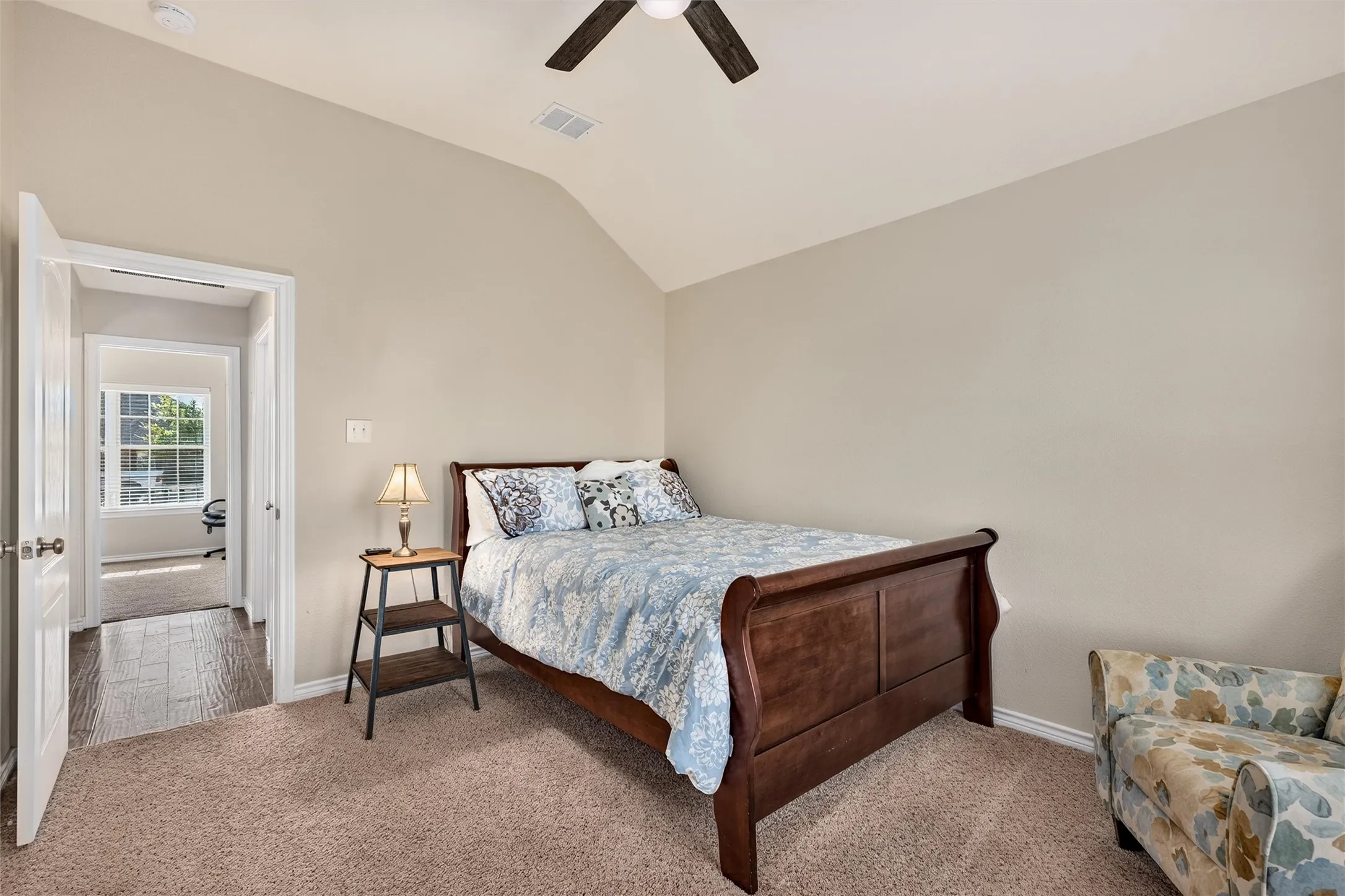 Bed #2 with walk in closet and ceiling fan