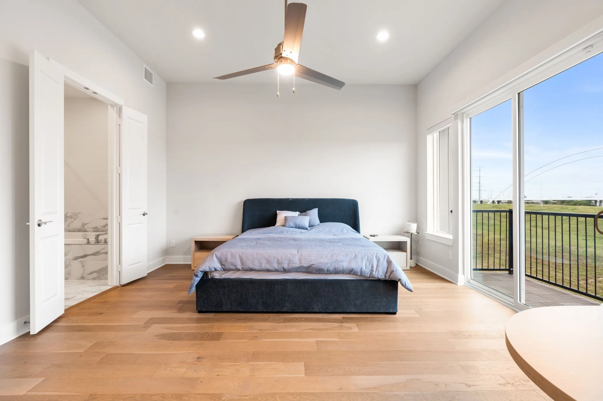 Primary bedroom on third floor with fantastic view and private balcony