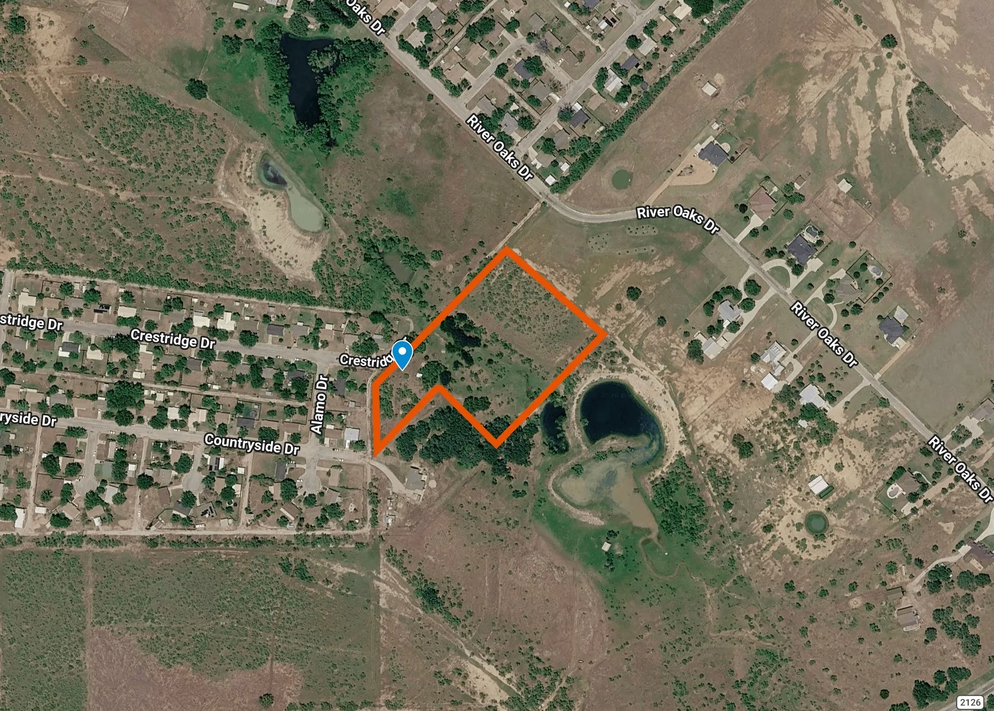 Satellite Map. Outlining the property boundary and surrounding roadways