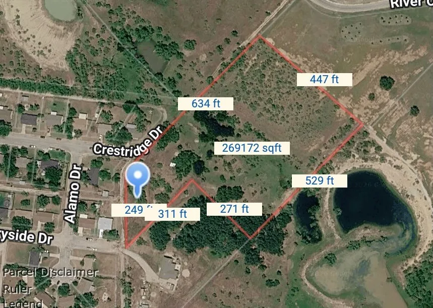 Aerial Map. Displaying the property's boundaries, dimensions, and total square footage