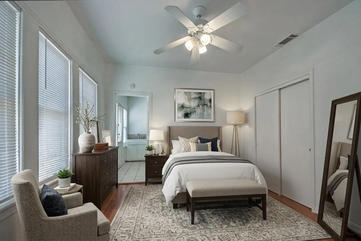 Virtually staged bedroom