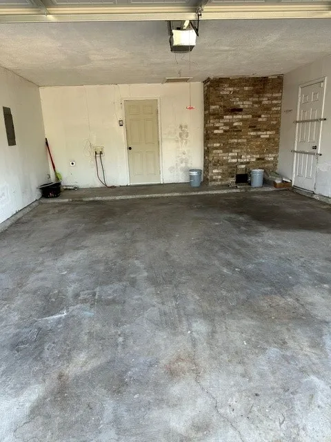 Concrete flooring in a spacious garage