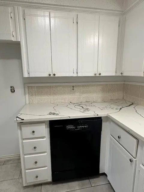 Kitchen with built-in black dishwasher
