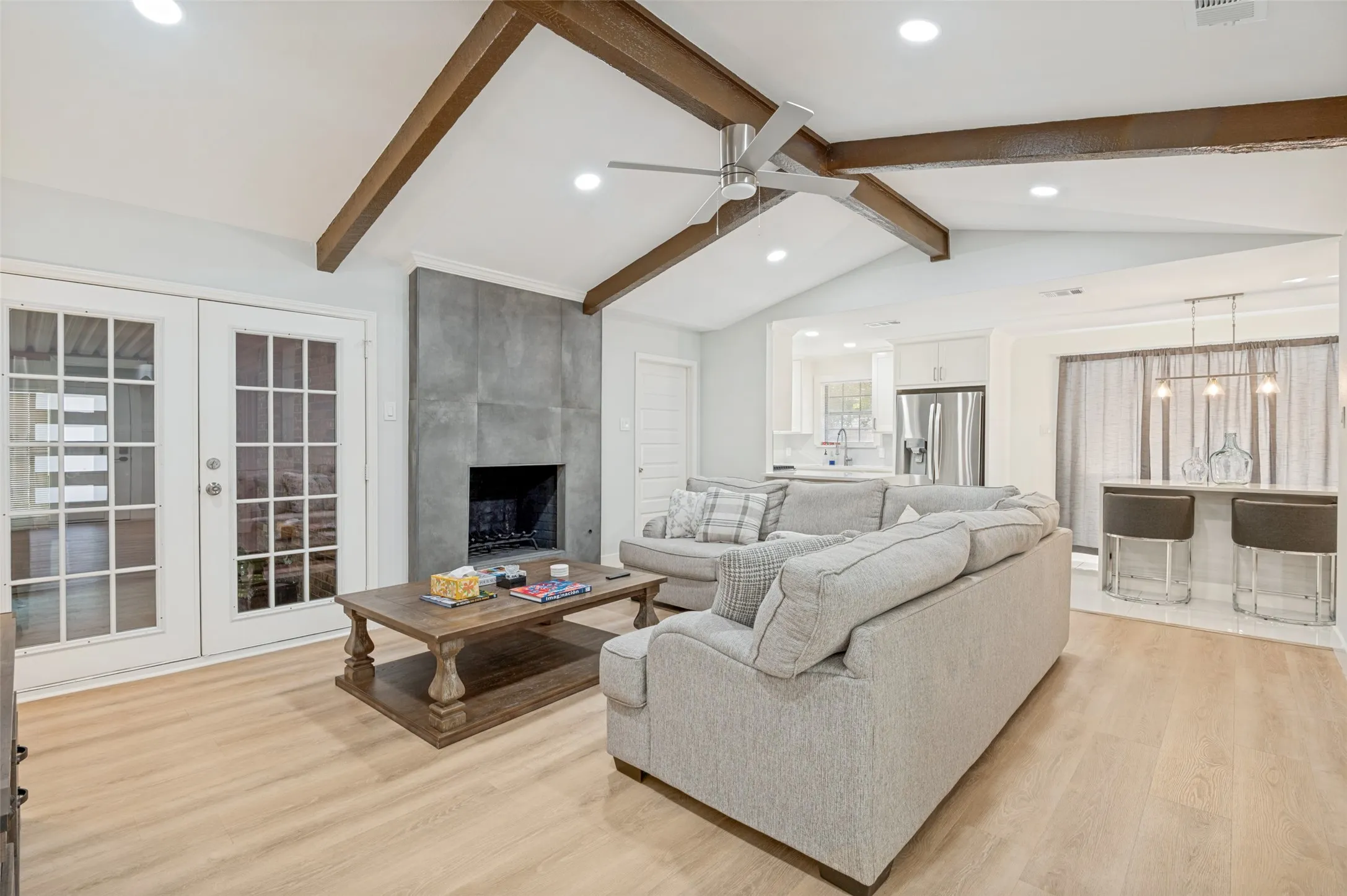 family room opens up to the dining area and kitchen