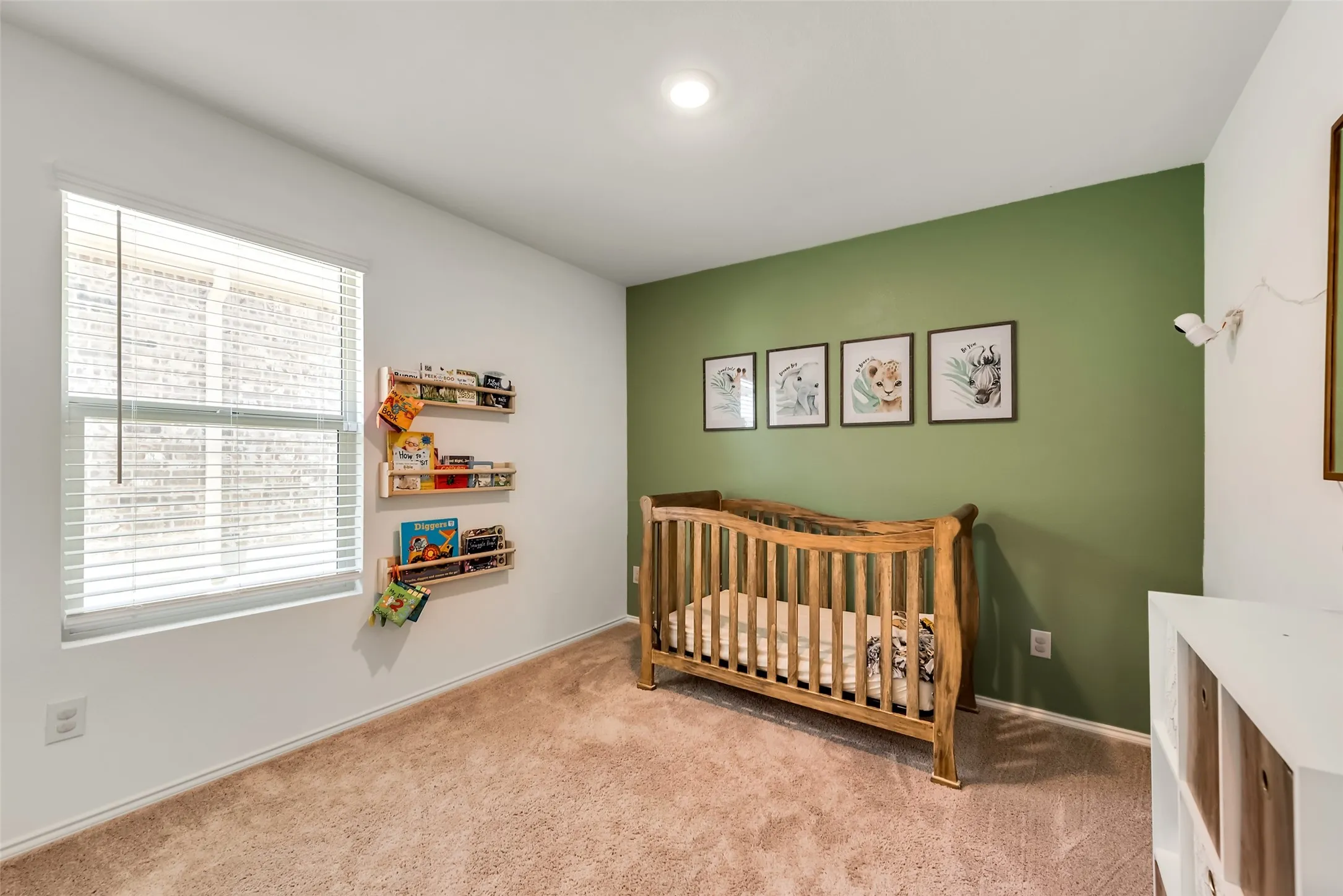Wall-to-wall carpeting with a neutral tone