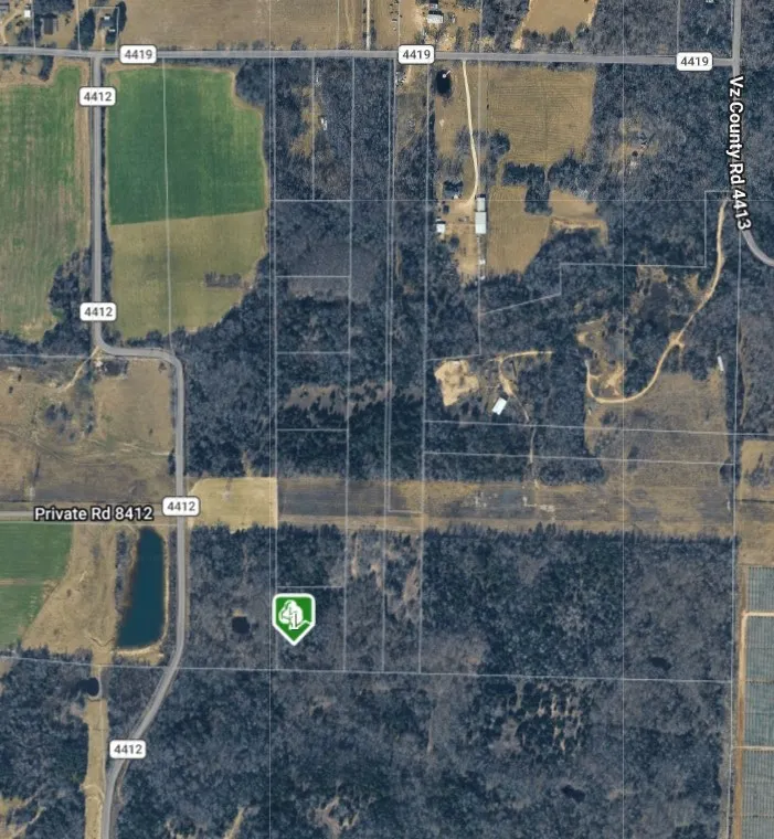 Aerial Map. Illustrating the geographic context of the property, including surrounding roads and land divisions
