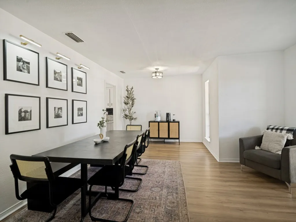 The front areas of the home provide flex space for whatever you need!  Living, office area, dining...