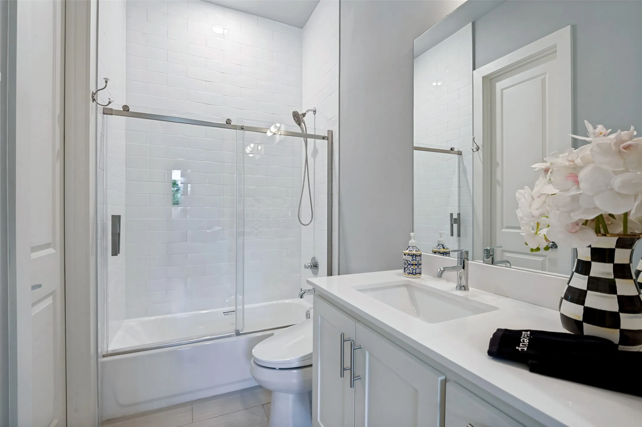 Guest bathroom with access to bedroom for privacy