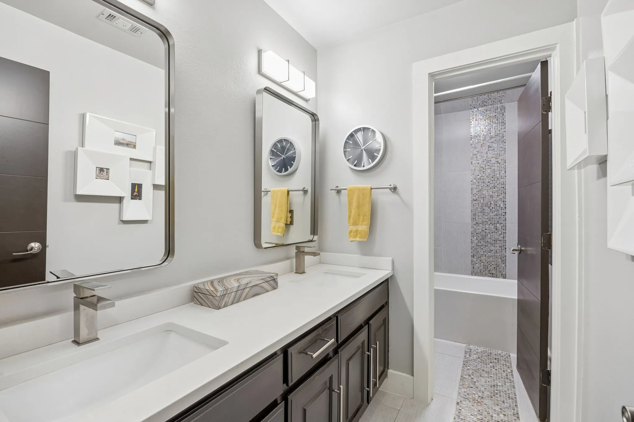 Full bathroom with tub and shower upstairs
