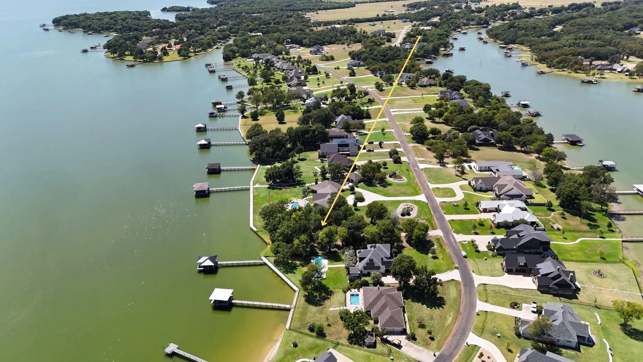 Established trees provide natural shade and character for a future vacation home overlooking Richland Chambers Lake.