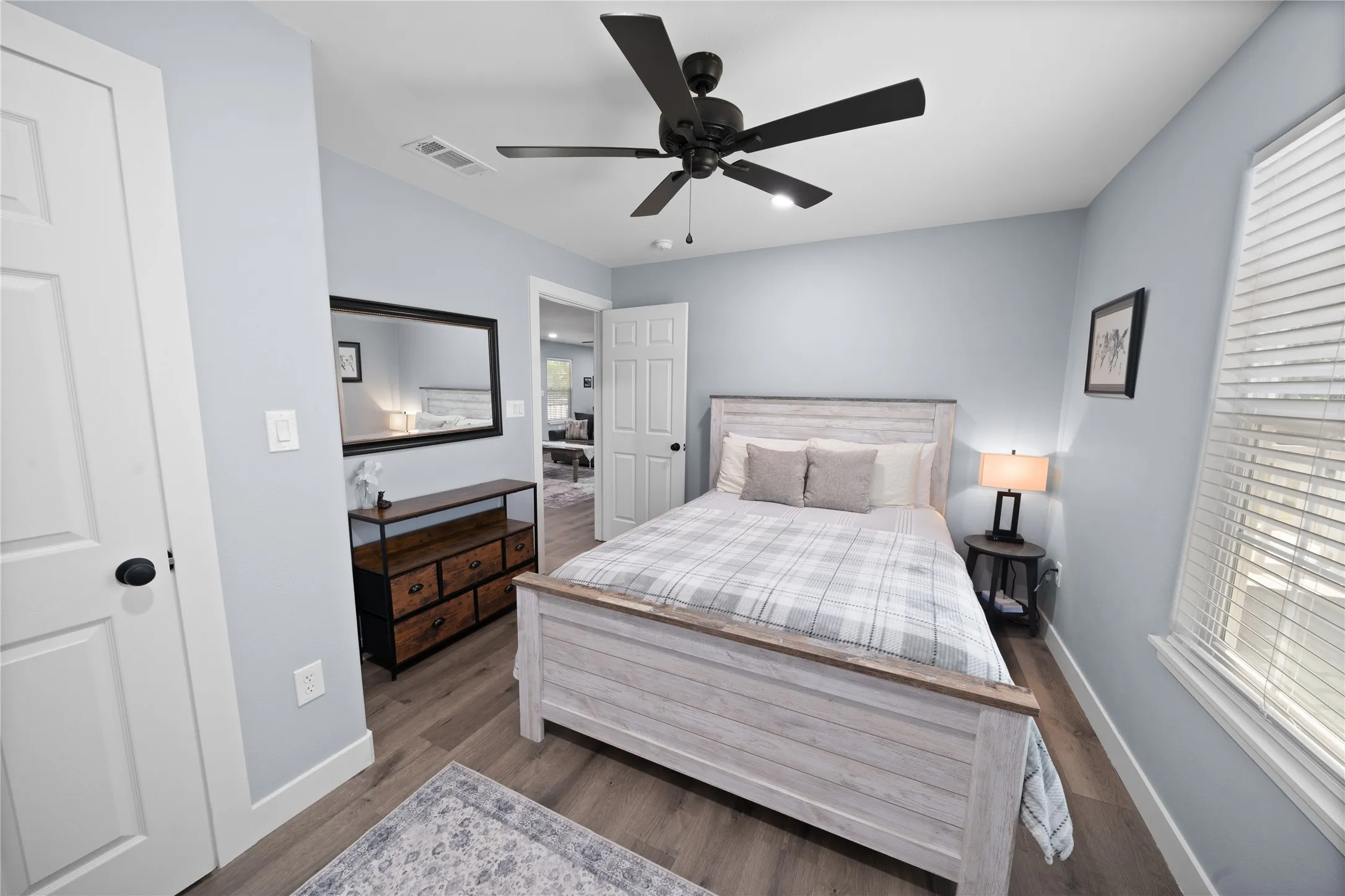 Wood-finish flooring throughout